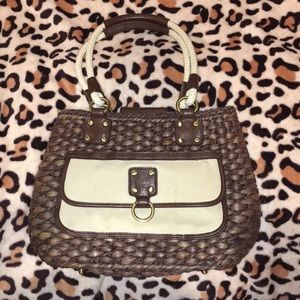 The Limited woven/canvas rope handle purse